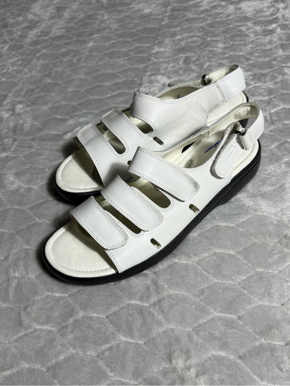 Dr Scholls Air Pillo Comfort Sandals White Leather 11W NWOB